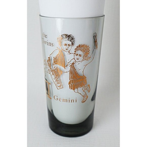 Vintage Horoscope Gemini Bar Cocktail Drinking Glass Highball Tumbler - Picture 1 of 5